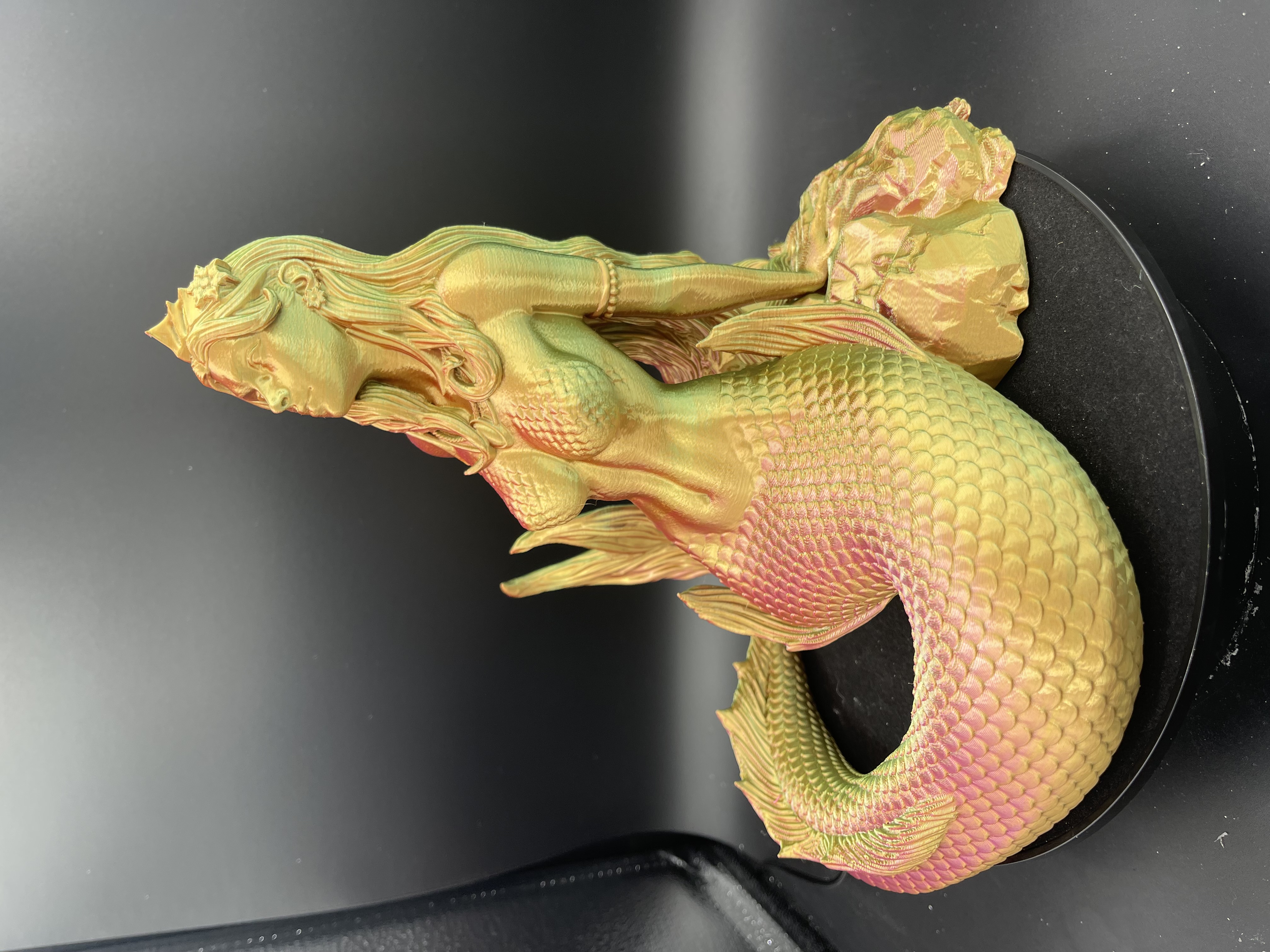 DELPHINE MERMAID SCULPTURE! - (GREEN GOLD ROSE RED)