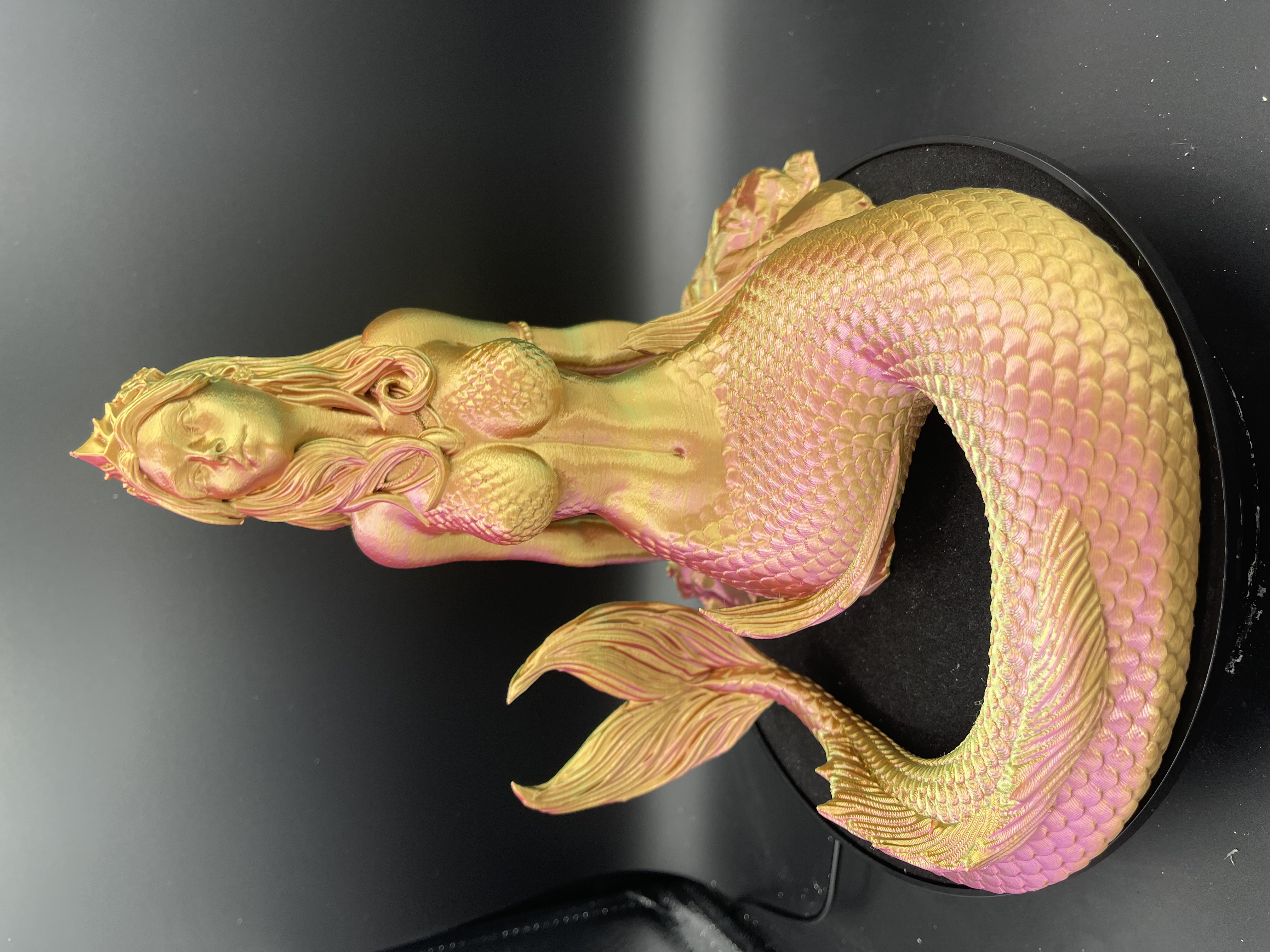 DELPHINE MERMAID SCULPTURE! - (GREEN GOLD ROSE RED)