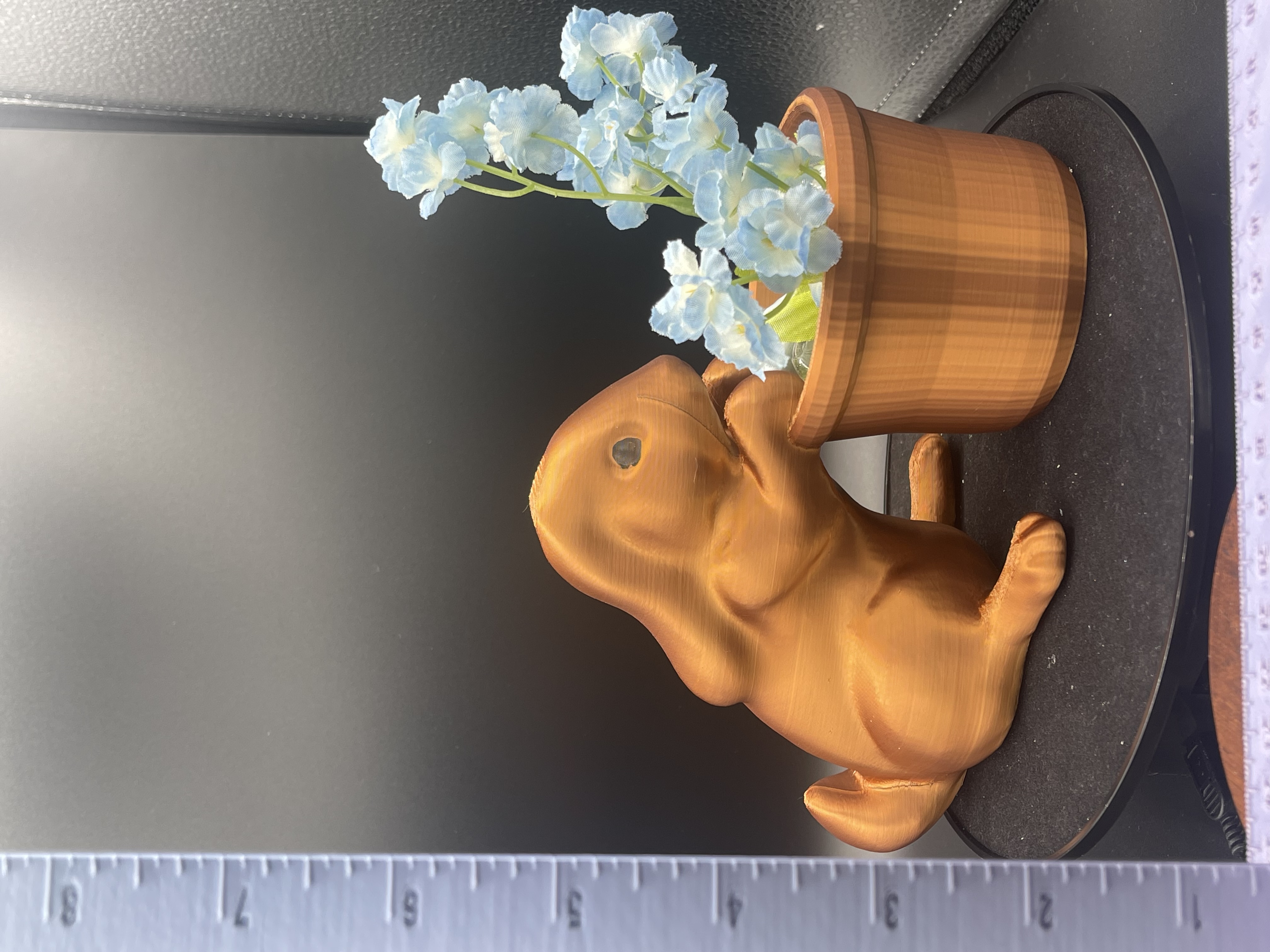 ADORABLE VINTAGE PLASTIC PLANTER-BUNNY RABBIT w/VEGETABLE POT